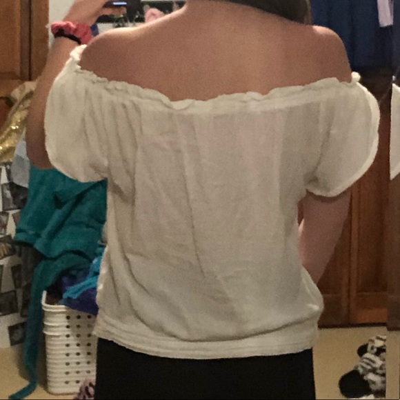 White Hollister Off The Shoulder Shirt Lace Small - Picture 3 of 8